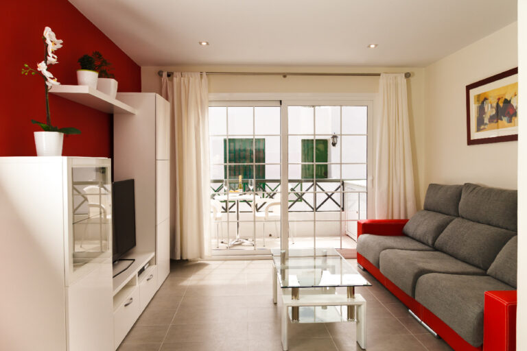 Bright lounge with terrace access at San Fermín holiday apartment